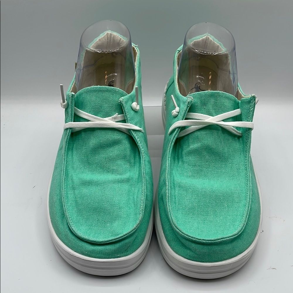 Corky’s Kayak 2 Teal Green Canvas shoes, slip on size 10